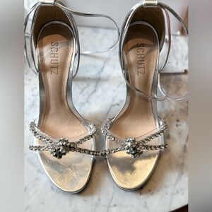 Schutz silver sandals NWT